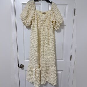 Simply Southern Cream Maxi Dress with Puff Sleeves